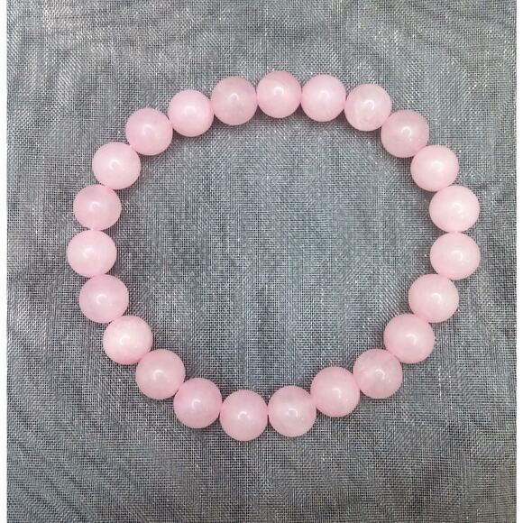 Rose Quartz Bracelet Pink Gemstone Artisan Stretch 8mm Beaded Bohemian NEW - Picture 8 of 9